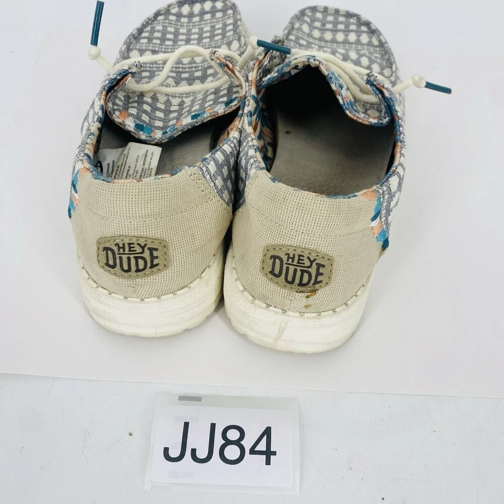 Hey Dude Wendy Boho Embroidery Slip On Shoes Grey Womens Size 7 Casual Mock Toe